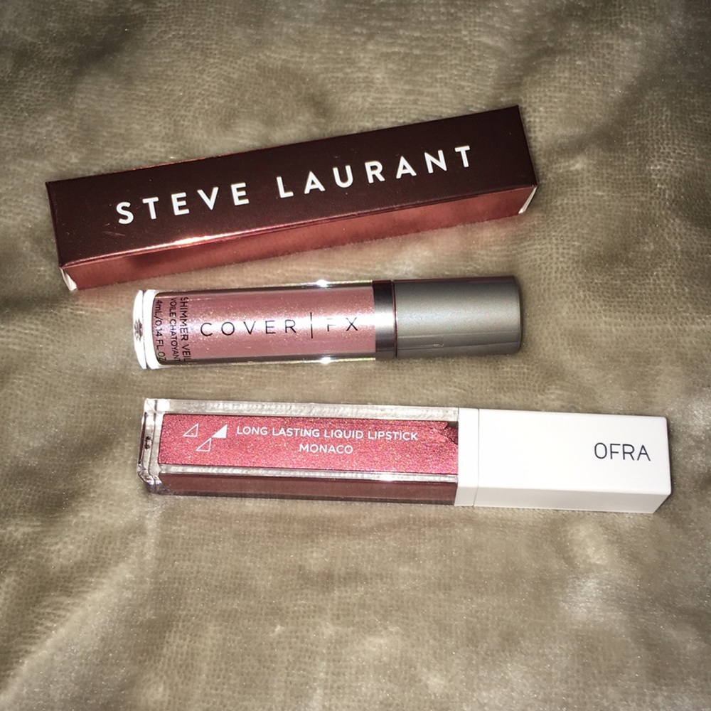 2 name brand Lip gloss & lipstick & shimmer veil.